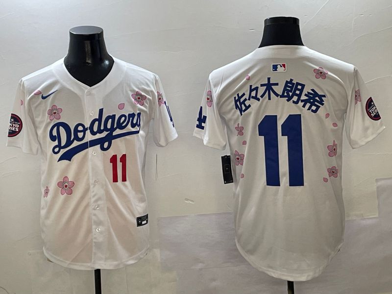 Men Los Angeles Dodgers #11 R.Sasaki White Sakura Edition 2025 Nike MLB Jersey style 3->los angeles dodgers->MLB Jersey